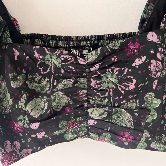 NWT Zara floral puff sleeve crop top - Picture 3 of 6